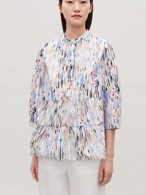 COS Printed Collarless Blouse Size 5 /32
